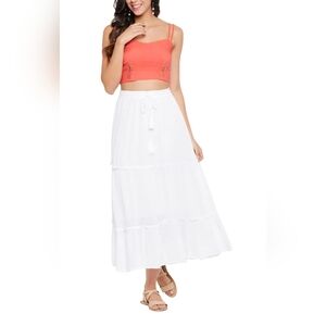 Gypsie Blu Long White Rayon Boho Maxi Skirt, Size M.